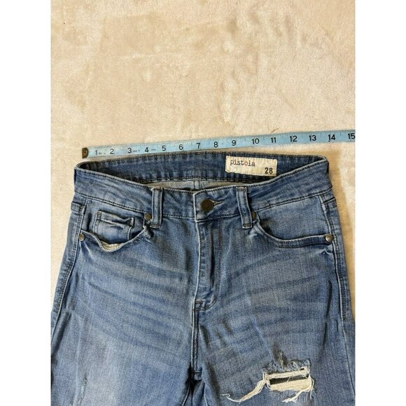 Pistola Blue Dénim Distressed Jeans Size 28 - Picture 8 of 9